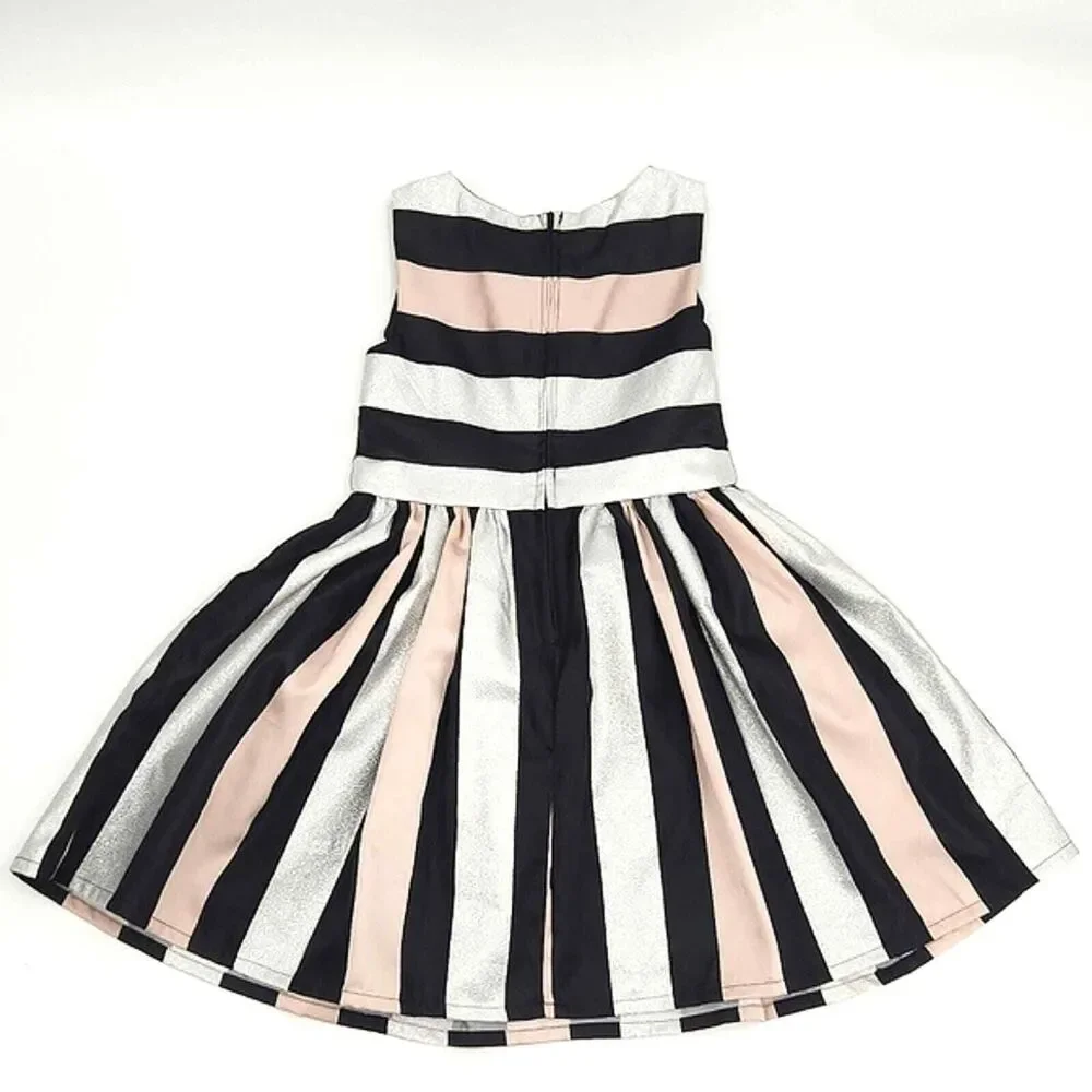 The Childrens Place Sleeveless Metallic Colorblock Jacquard Dress Black Girls 12